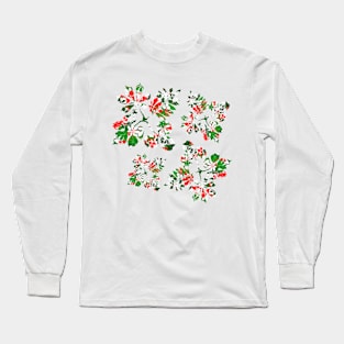 Christmas Random Leaves Pattern Long Sleeve T-Shirt